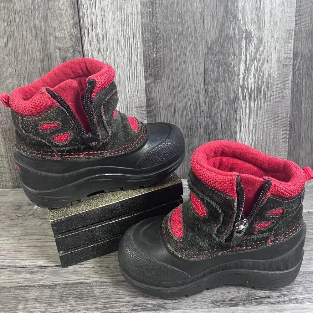 The North Face Alpenglow Toddler Boys Black Red Waterproof Winter Boots Size 7T